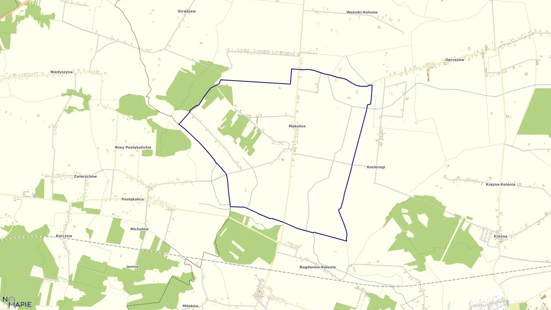 Mapa obrębu MĄKOLICE w gminie Wola Krzysztoporska